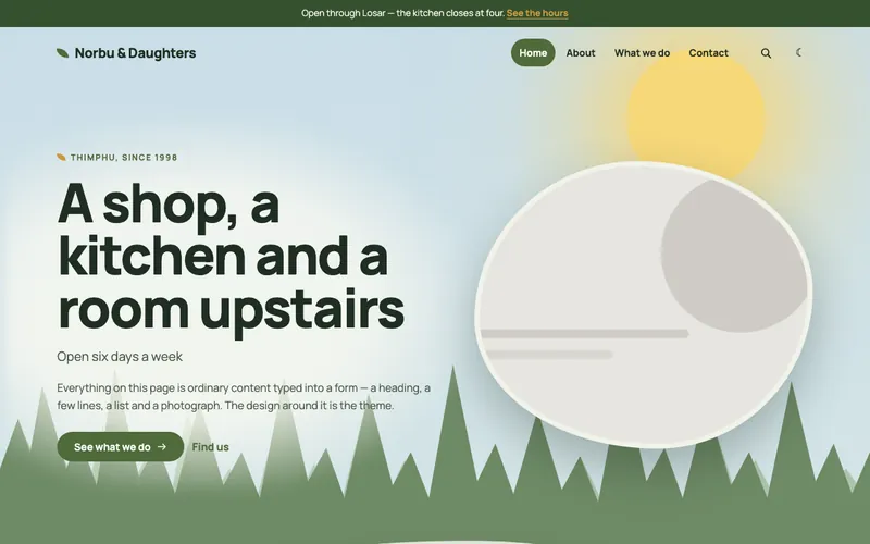 Canopy theme, shown with the demo site