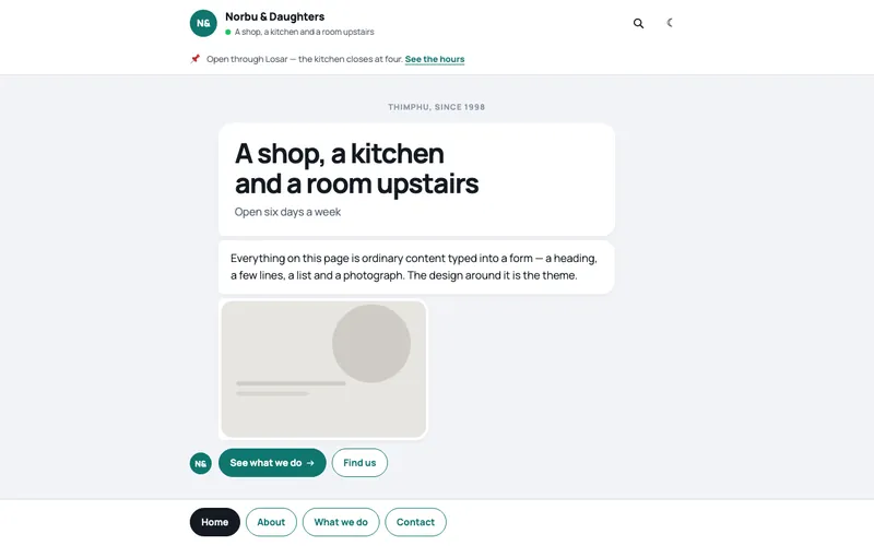 Concierge theme, shown with the demo site
