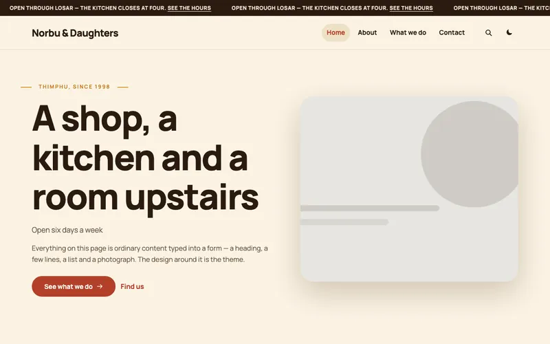 Ember theme, shown with the demo site