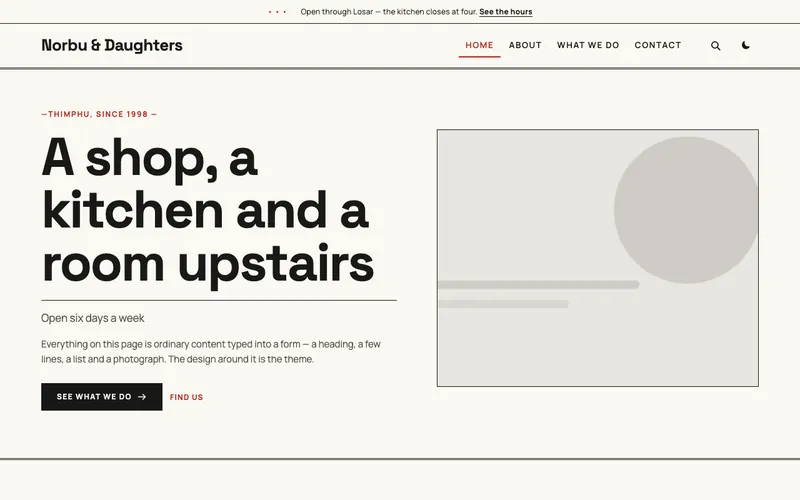 Gazette theme, shown with the demo site