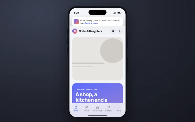 Handset theme, shown with the demo site