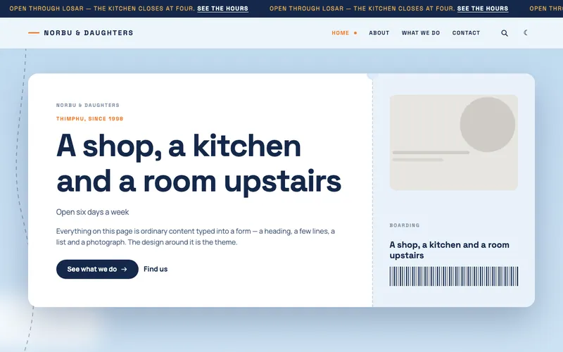 Jetstream theme, shown with the demo site