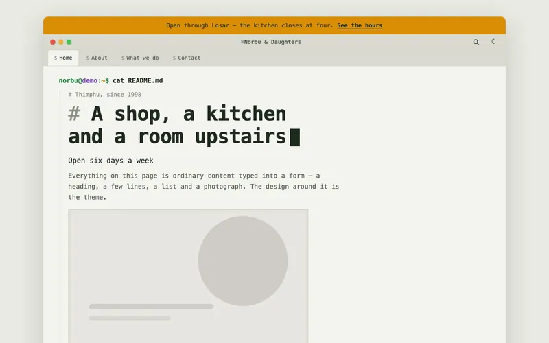 Prompt theme, shown with the demo site