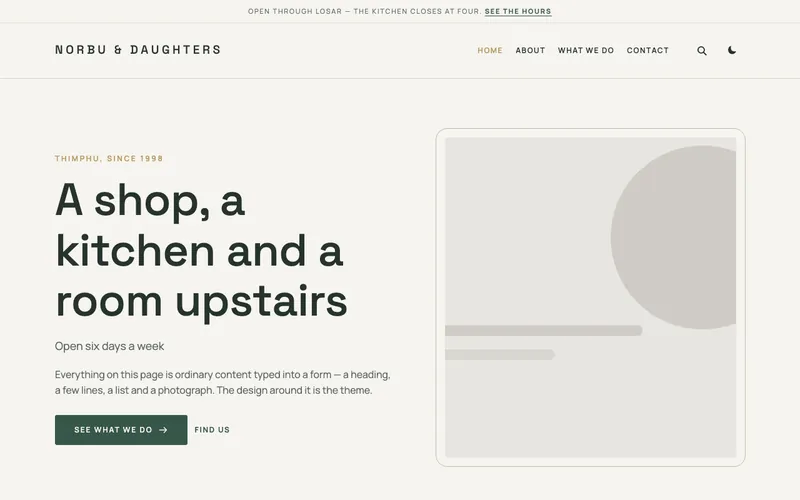 Verandah theme, shown with the demo site